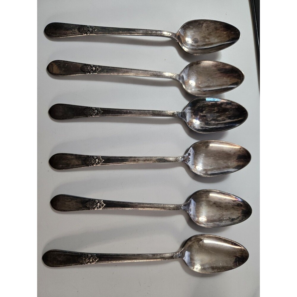 6 Silver Plate Teaspoons 1847 Rogers Bros Adoration 1930